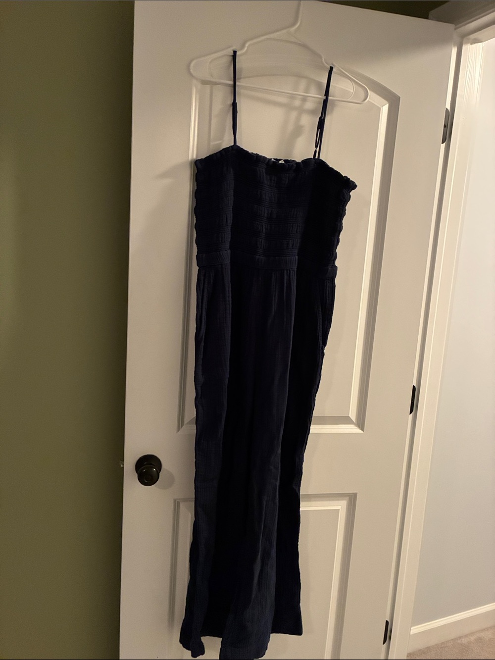 Lou & Grey Navy Smocked Strap Jumpsuit